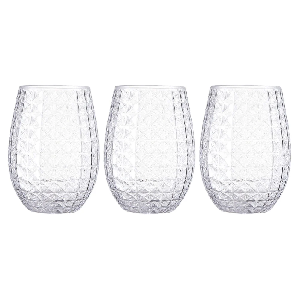 3pcs Wine Cups Champagne Cups Transparent Wine Cups Cocktail Flutes Water Cups(12oz)