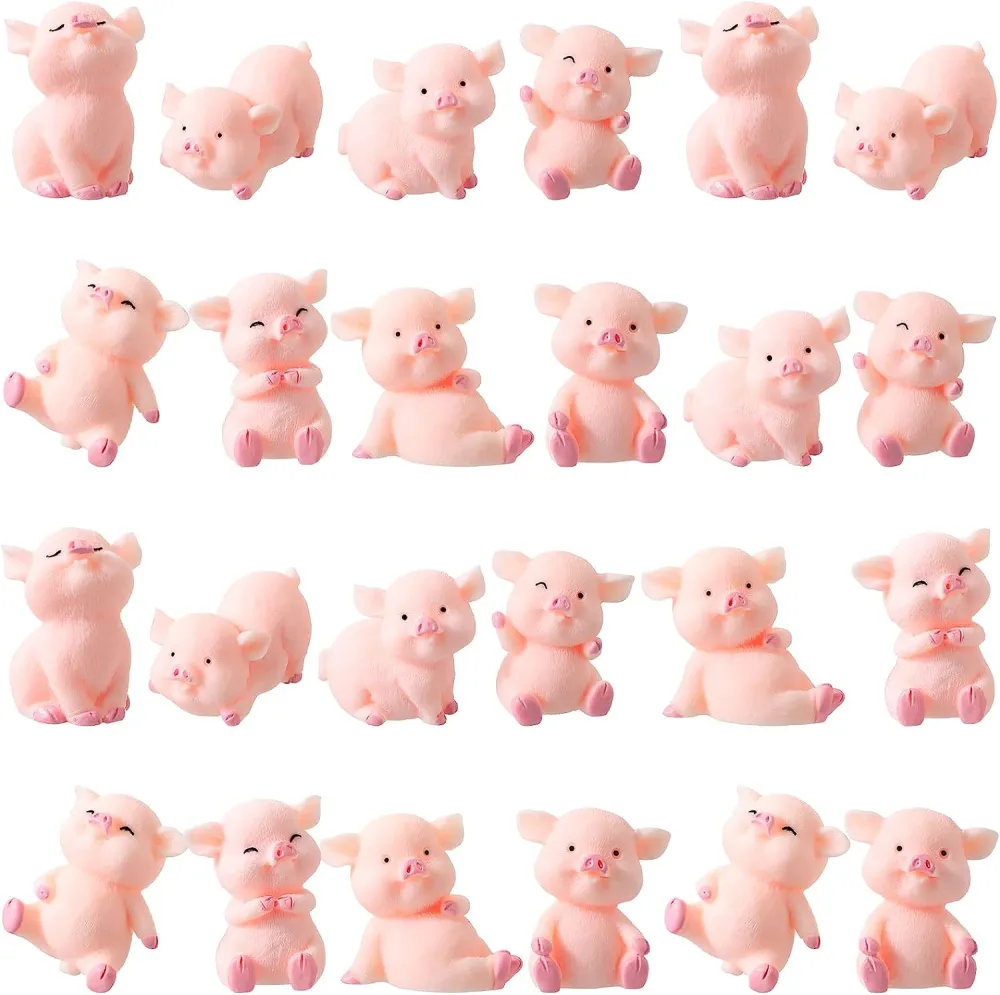 24pcs Miniature Piggy Figurines Micro Landscape Piggy Statues Miniature Figurines