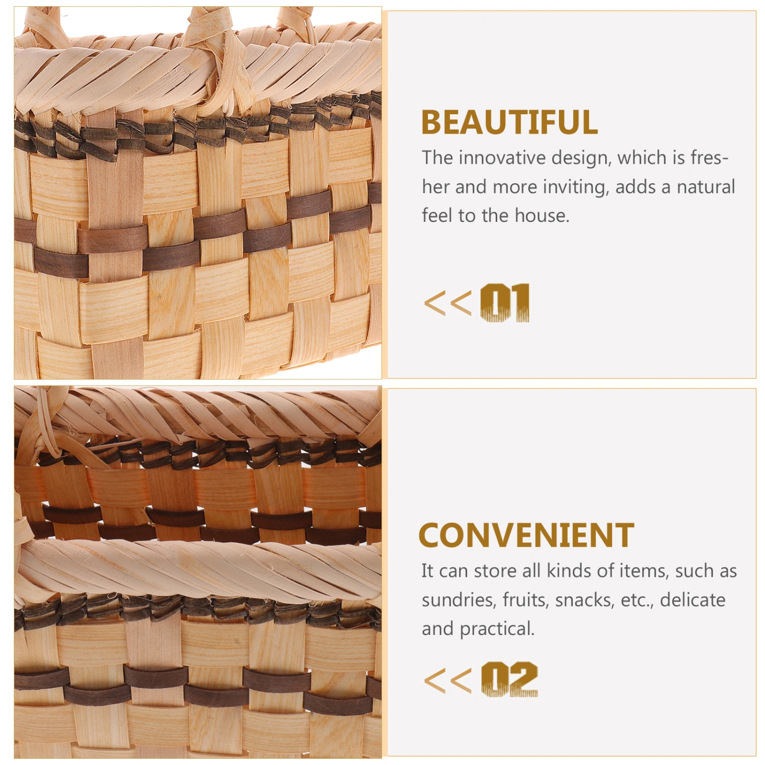Rattan Woven Portable Picnic Basket Flower Basket Picnic Woven Basket Home Supplies