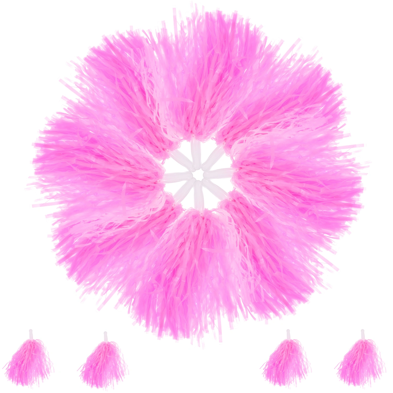 12pcs Cheering Squad Pompoms Handled Cheering Poms Sports Games Dance Plastic Pompoms