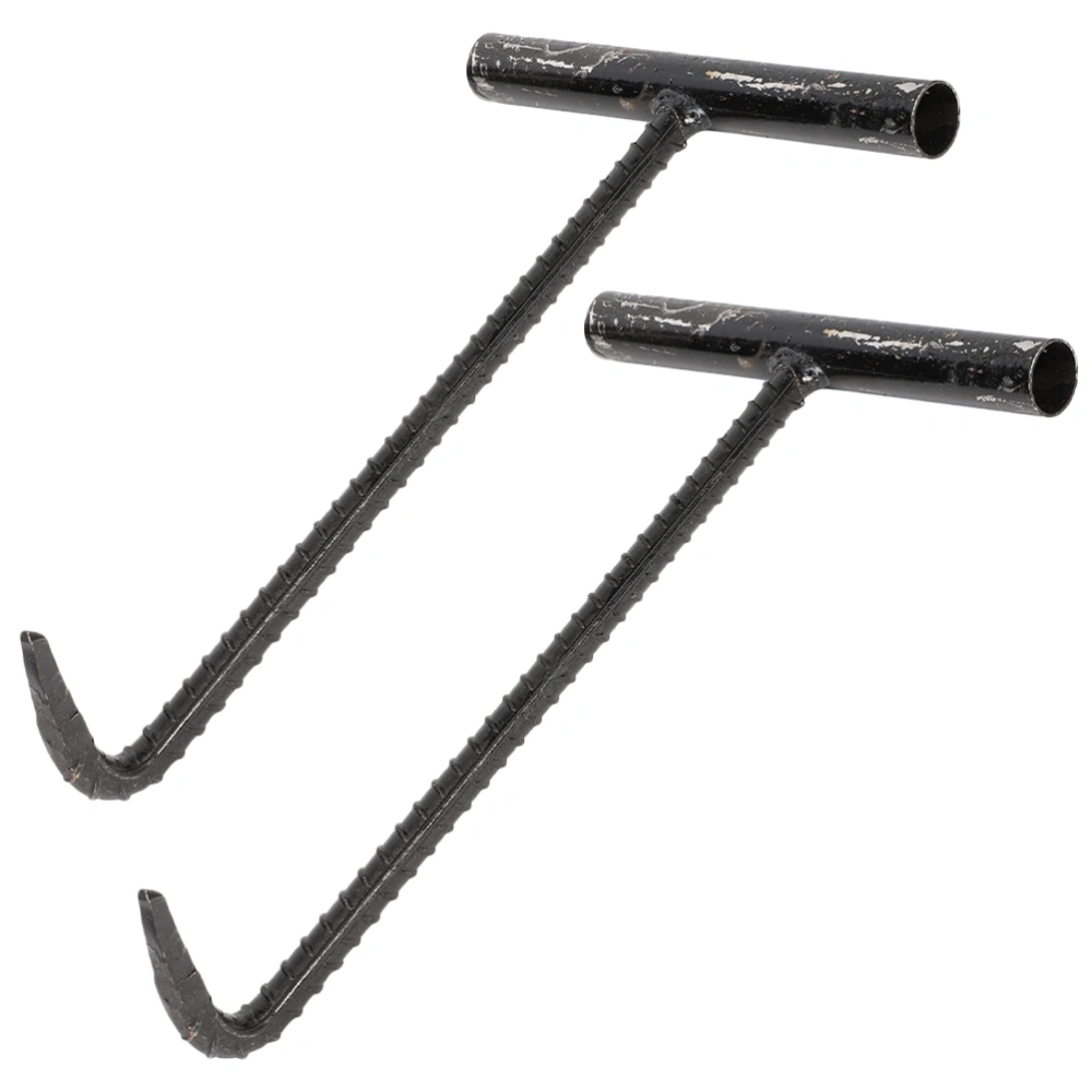 2Pcs Manhole Cover Hook Stainless Steel Drain Grate Lifter Manhole Cover Lifting Hook