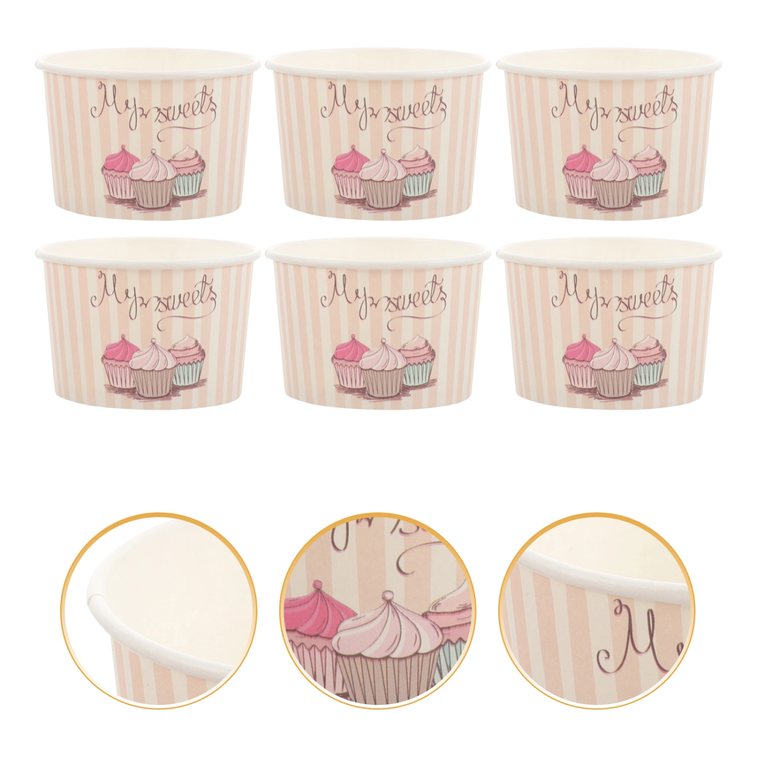 100pcs Disposable Ice Cream Cups Party Disposable Dessert Bowls Paper Ice Cream Holders