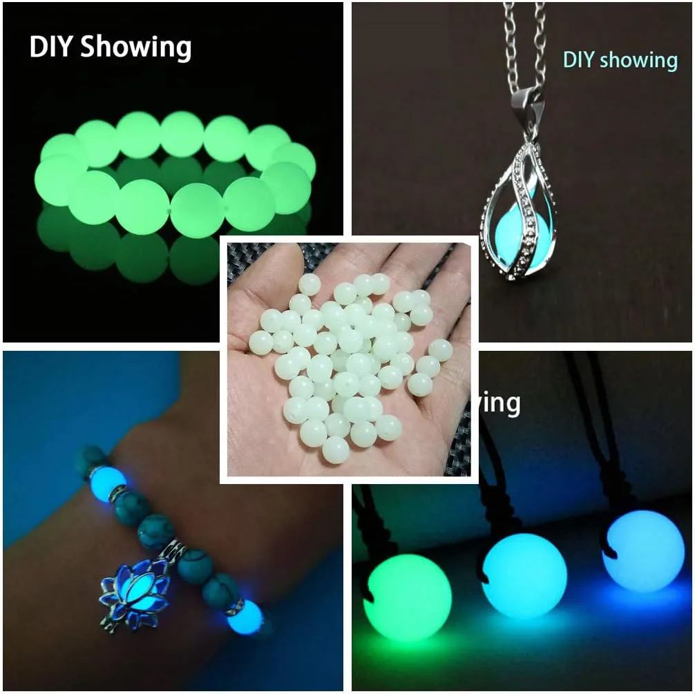 100Pcs Luminous Glass Jewelry Beads Hole Beads Diy Handmade Crafts Making Beads