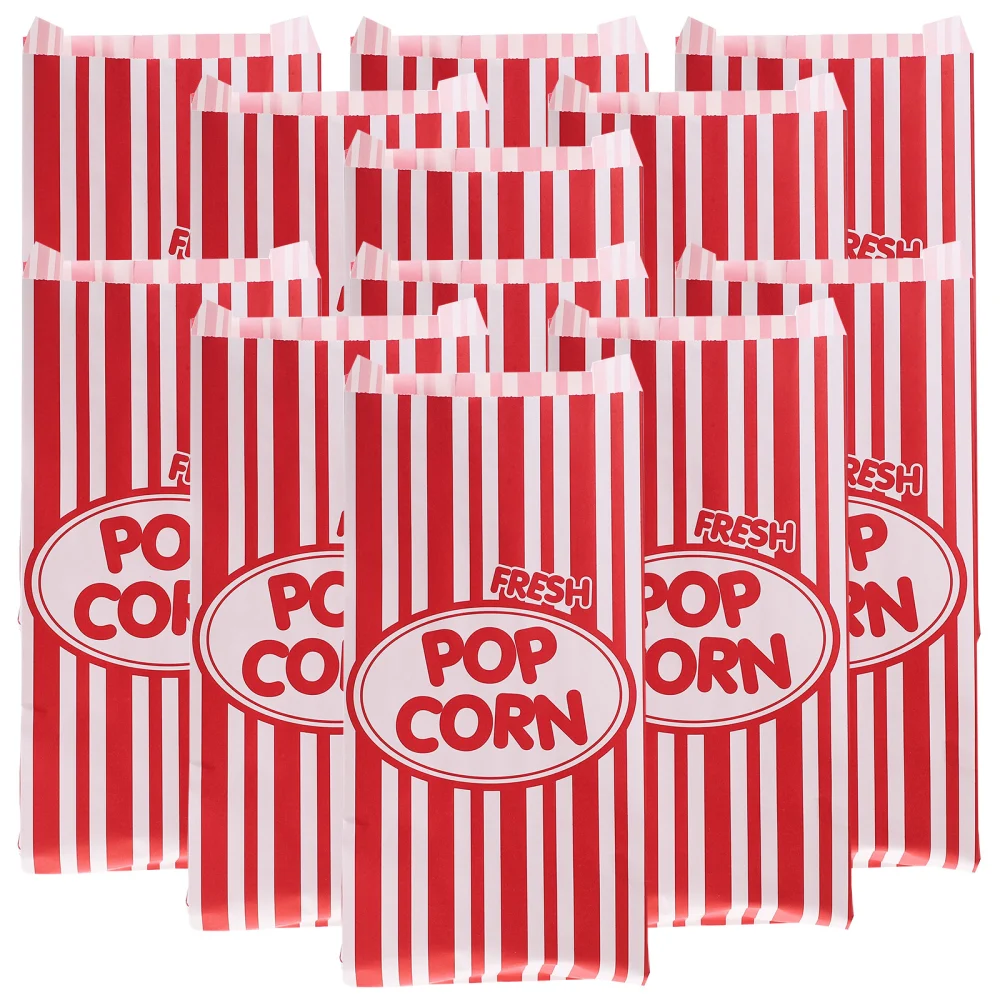 100pcs Paper Popcorn Bags Party Popcorn Containers Outdoor Popcorn Wrapping Bags