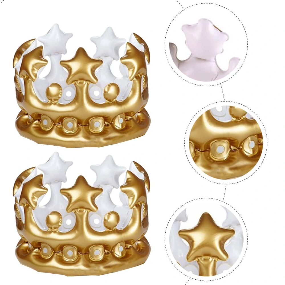 6Pcs Inflatable Crown Birthday Party Crown Multi-functional Crown Cosplay Fancy Dress Supply