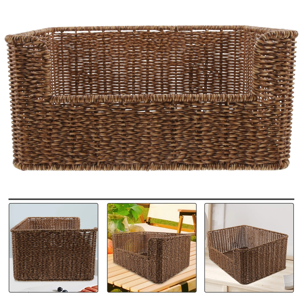 Tabletop Storage Woven Basket Rustic Decorative Organizer Imitation Woven Basket for Book Sundries