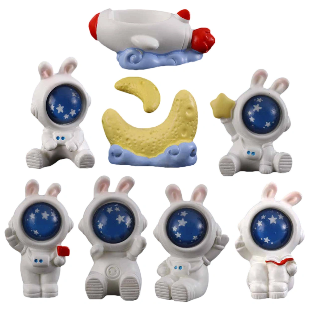 1 Set of Adorable Astronaut Rabbit Ornaments Tiny Spaceman Bunny Decors Table Centerpiece Decors