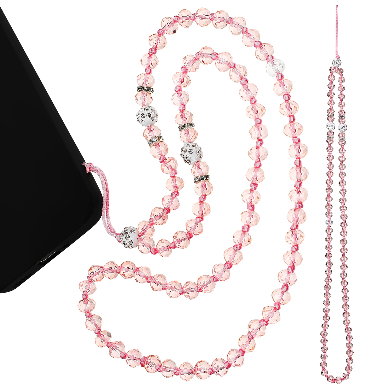 2Pcs Mobile Phone Lanyards Beads Cell Phone Hanging Strap Neck Rope Key Chain Pendant