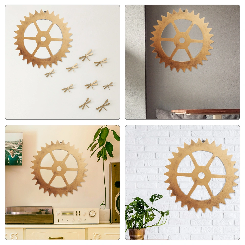 Wall Art Wood Gear Wall Decor Wood Gear Pendant Wooden Retro Gear Industrial Wall Art