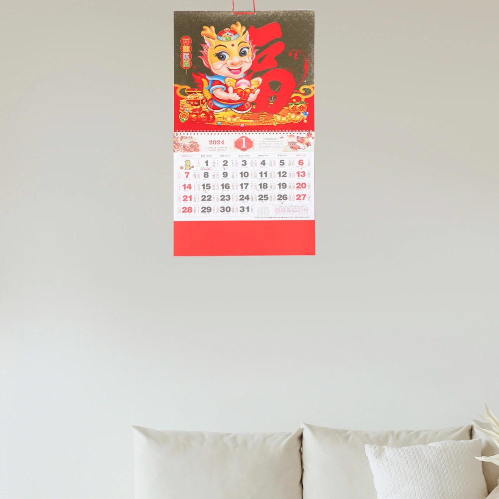 Chinese New Year Calendar Hanging Calendar Traditional Calendar 2024 Year Wall Calendar Lunar Calendar