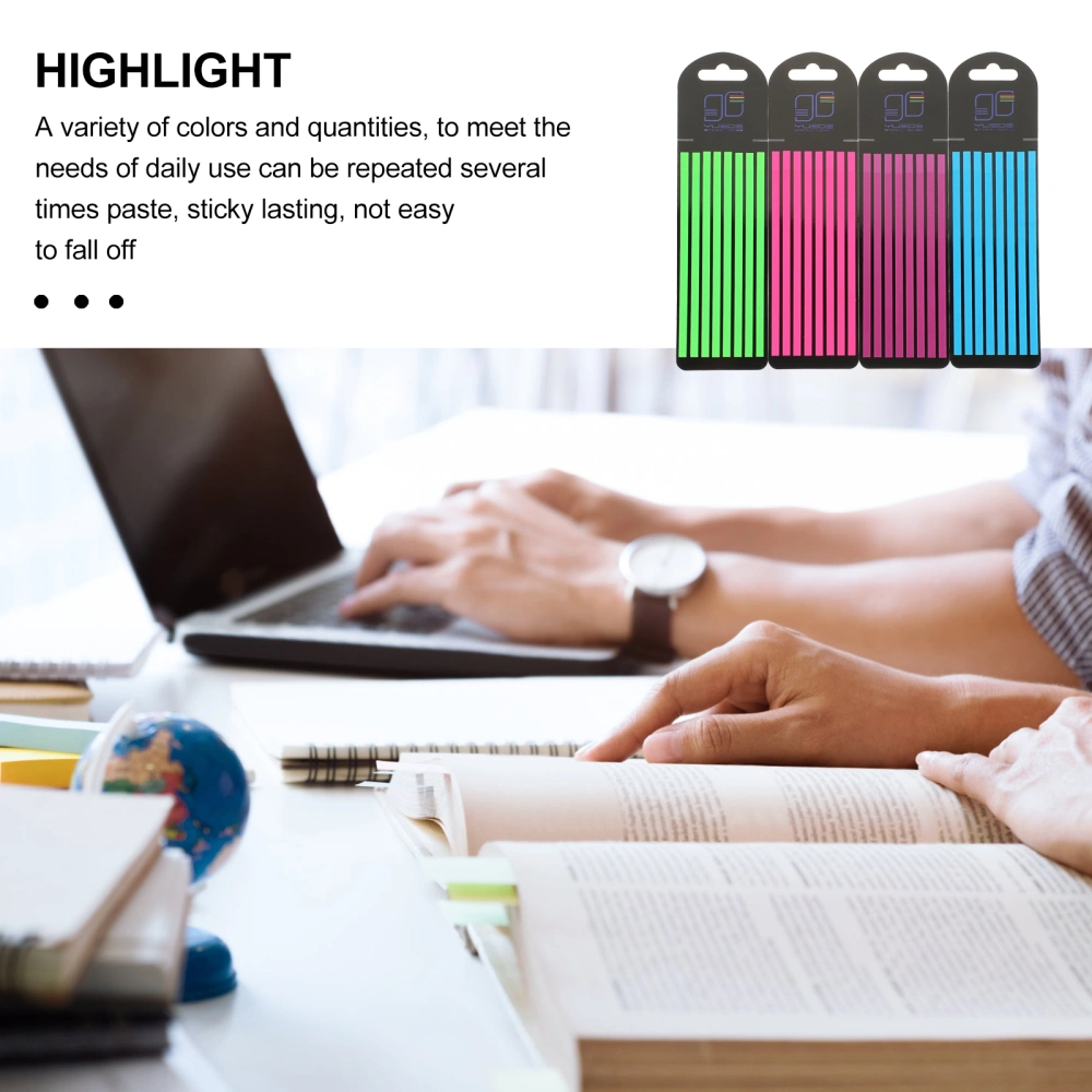 4 Books of Thin Note Strip Transparent Highlight Strips Portable Page Markers for Highlight