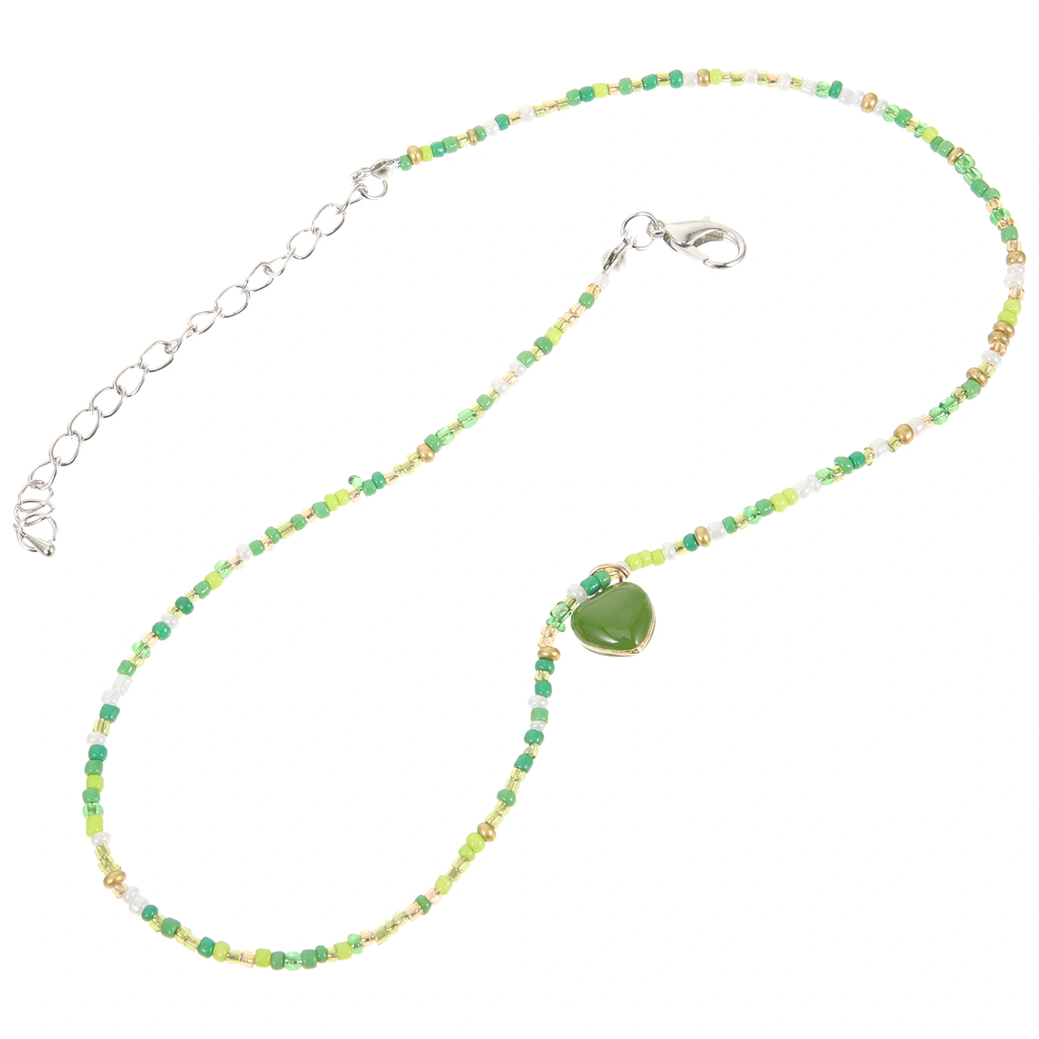 Women Necklace Teen Girls Beaded Necklace Heart Pendant Necklace Ladies Neck Jewelry