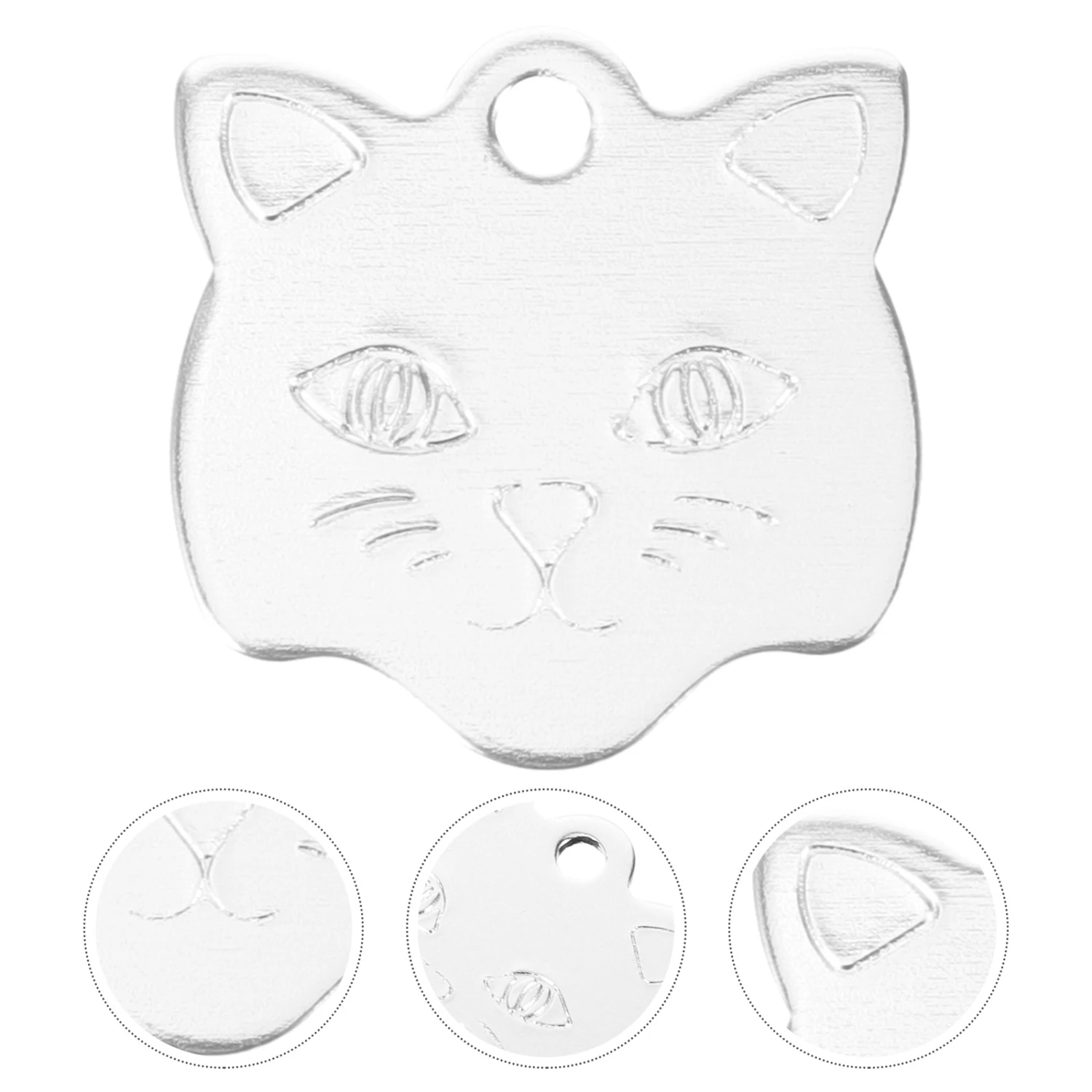 10pcs Cat Head Shaped Tag Dog Id Tag Custom Engraved Tag Adorable Pet Name Tags