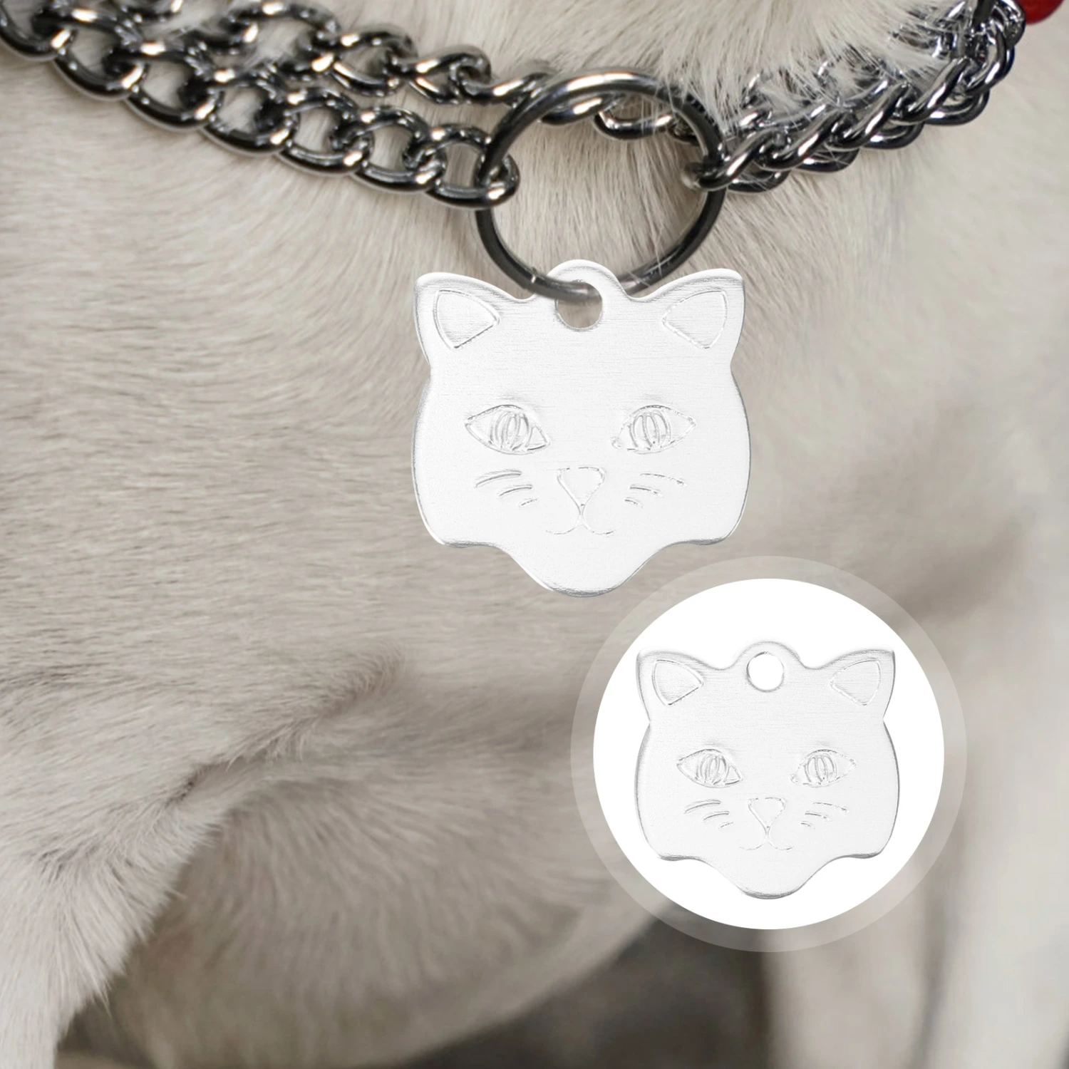 10pcs Cat Head Shaped Tag Dog Id Tag Custom Engraved Tag Adorable Pet Name Tags