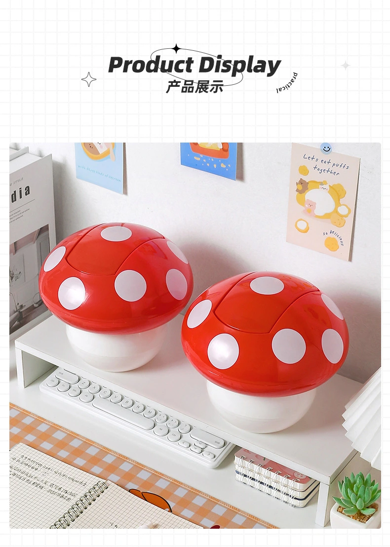 2pcs Decorative Rubbish Bin Tabletop Waste Container Mushroom Garbage Can Small Trash Bin