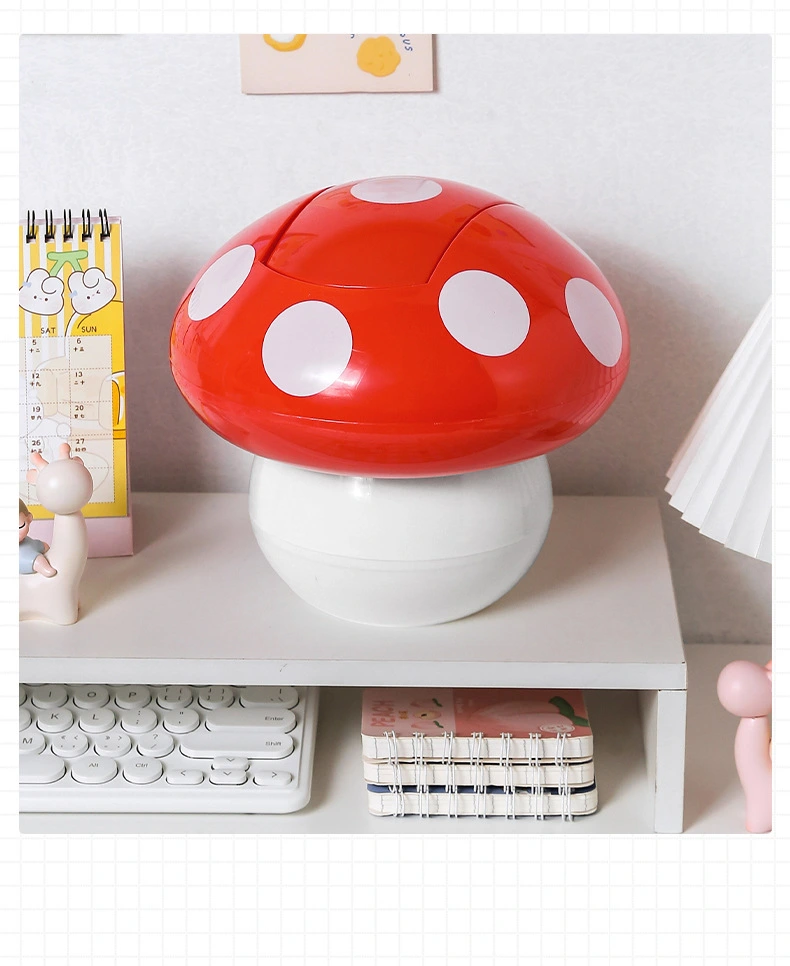 2pcs Decorative Rubbish Bin Tabletop Waste Container Mushroom Garbage Can Small Trash Bin
