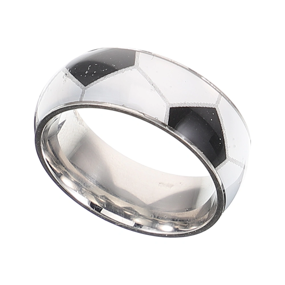 Titanium Steel Finger Ring Football Pattern Ring Decor Fashion Accessory for Male