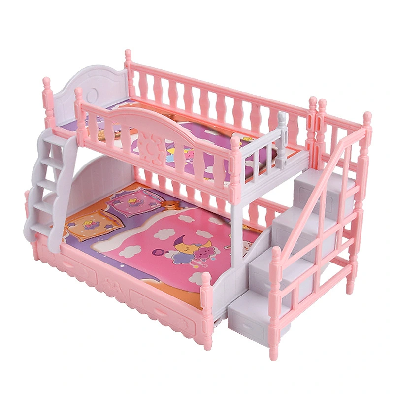 Miniatures Plastic Bunk Bed 1/12 Scale Bunk Bed Pretend Play Doll House Decoration