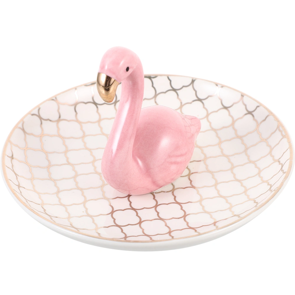 Porcelain Tray Adorable Flamingos Jewelry Ring Holder Ceramic Display Jewelry Dish