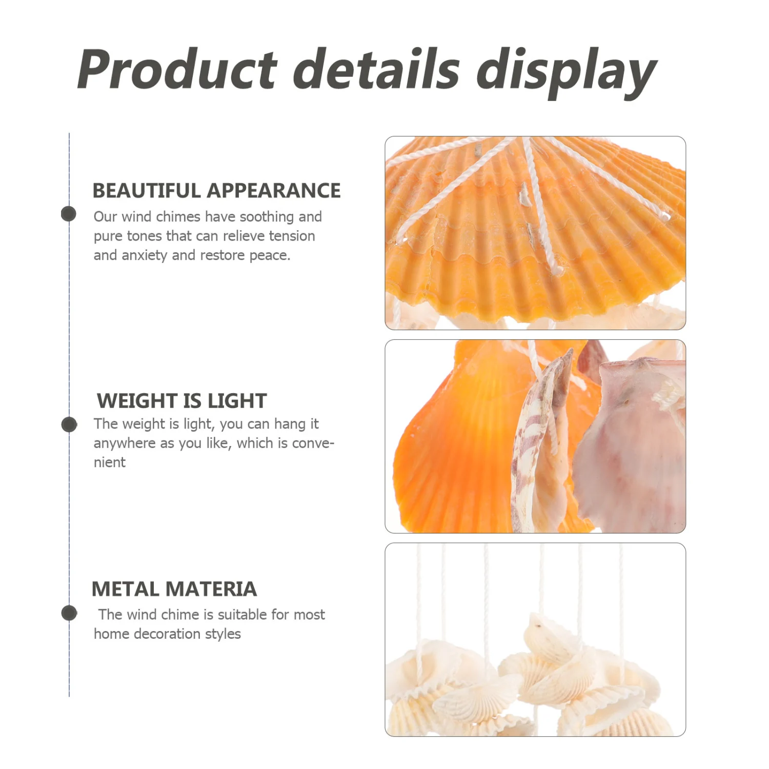 Wind Chime Pendant Seashell Chime Ornament Shell Wind Chime Decor Hanging Wind Chime