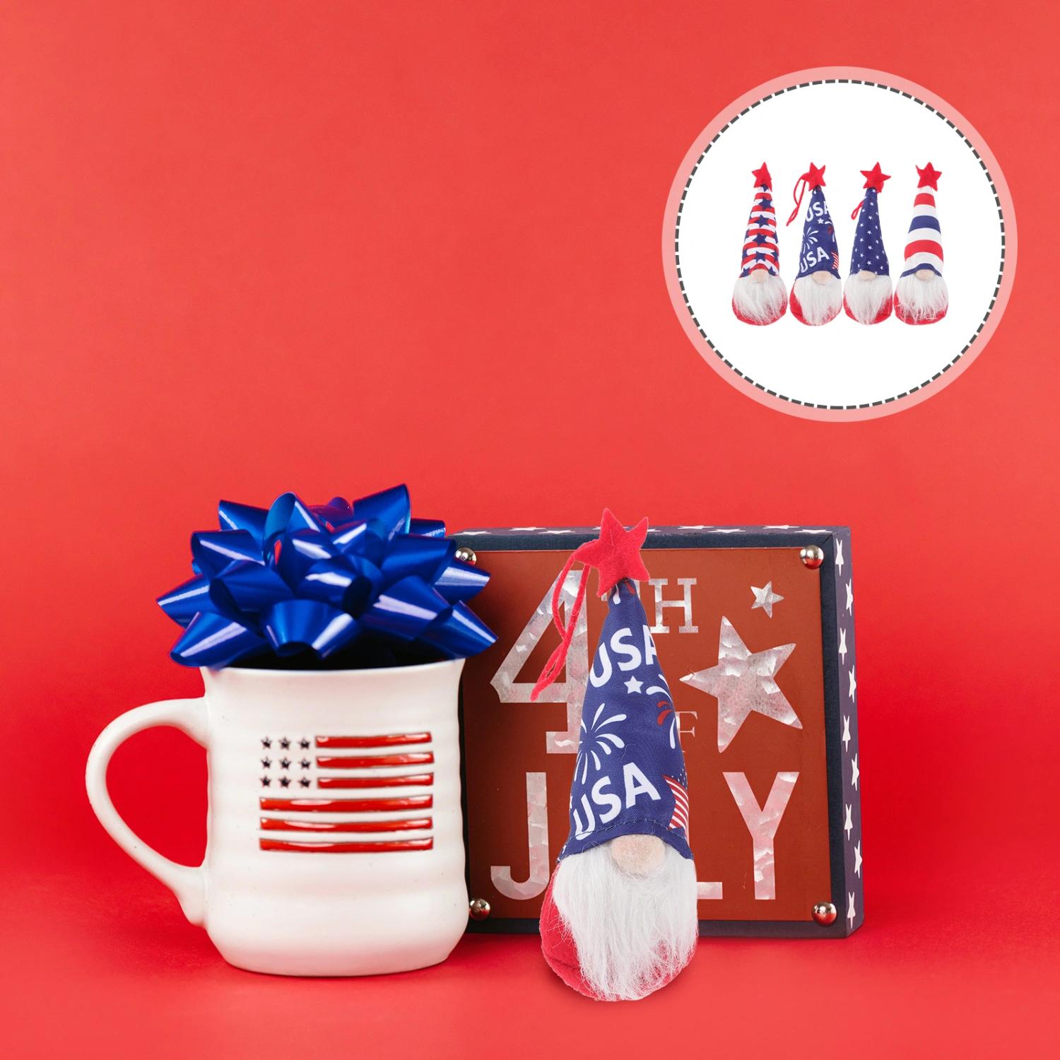 4pcs Independence Day Hanging Gnomes Patriotic Gnomes Decorations 4th of July Ornaments