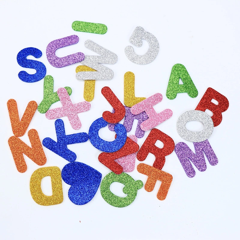 2 Packs Small Alphabet Letter Foams Glitter Stickers Arts Craft Supplies Stickers