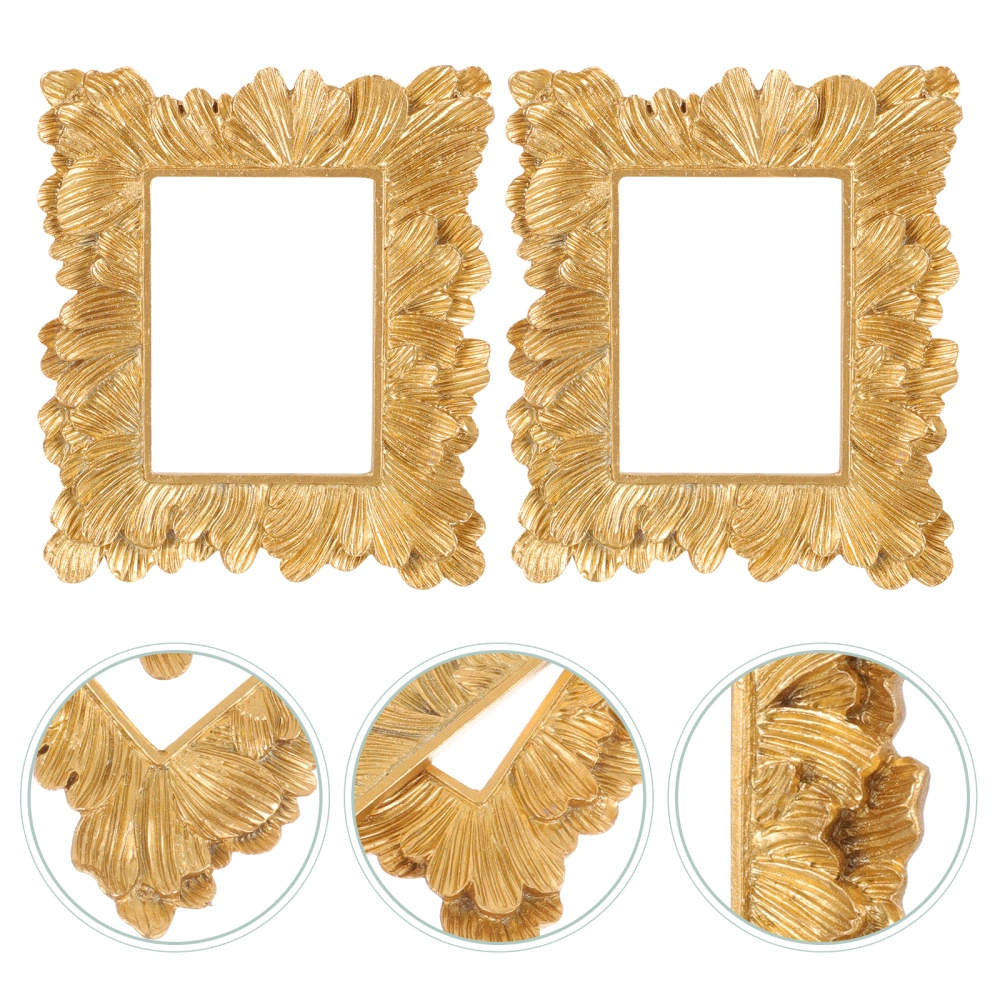 2Pcs DIY Mini Resin Picture Frame Vintage Antique Photo Frame Jewelry Display Frame