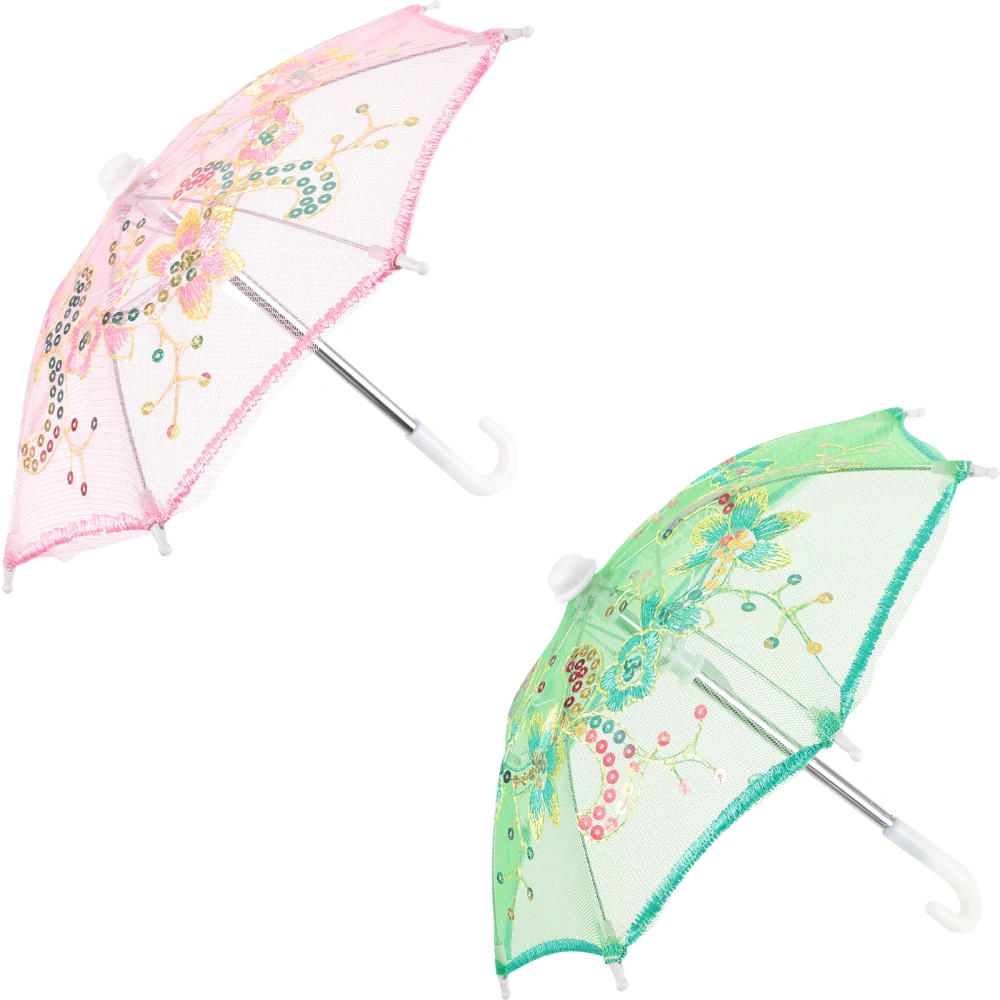 2Pcs Desktop Doll Umbrellas Mini Umbrellas Micro Landscape Umbrella Decorative Umbrella Decors