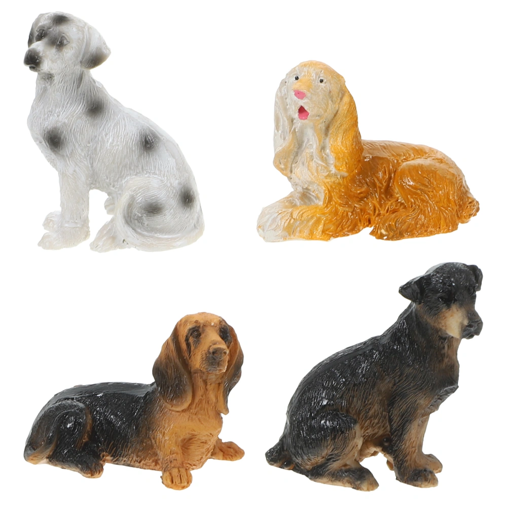 4pcs Doll House Mini Dog Model Miniature Resin Dog Figurine Microlandscape Layout Small Dog