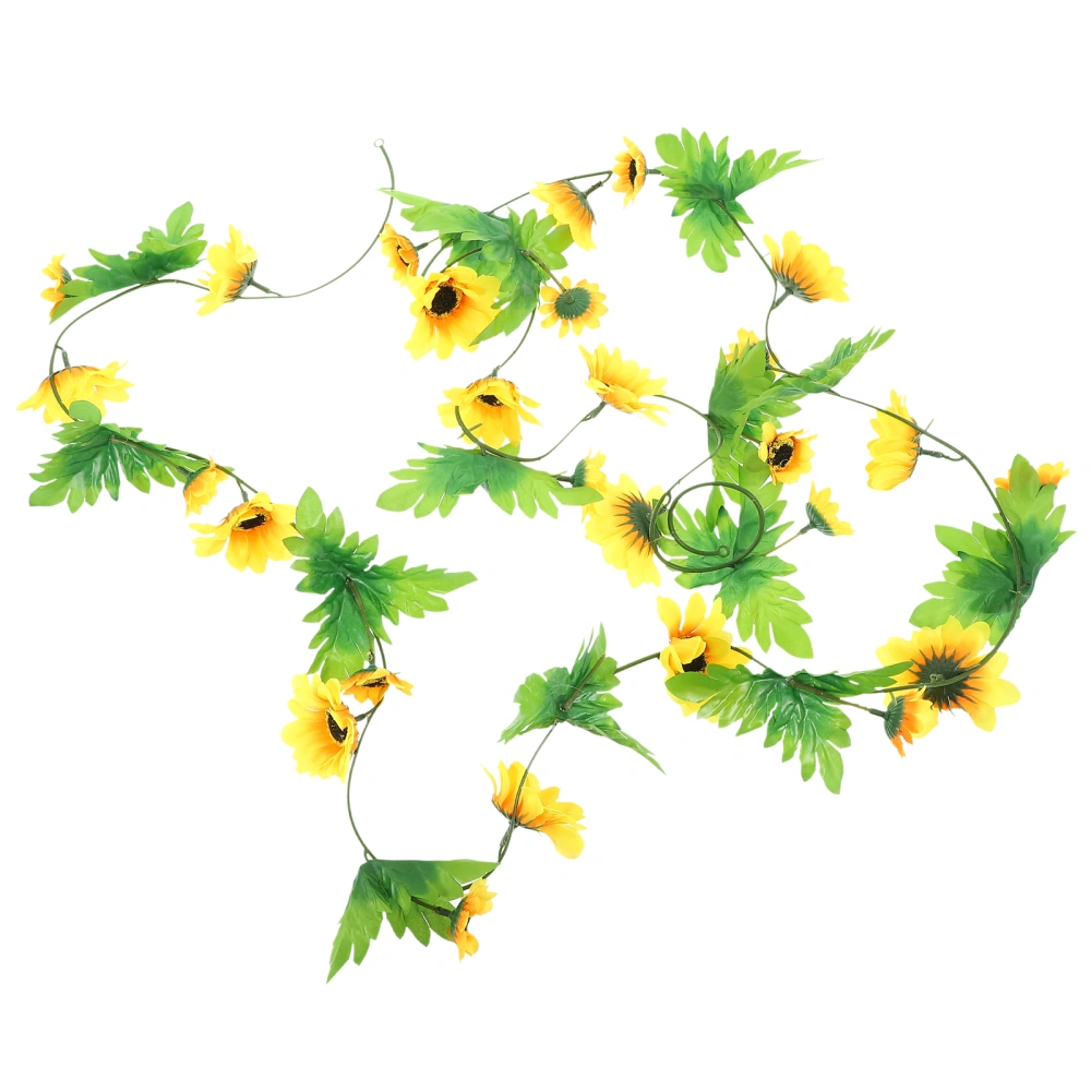 Artificial Sunflower Garland Vine Faux Flower Hanging Garland Spring Summer Sunflower Vine with Leaves