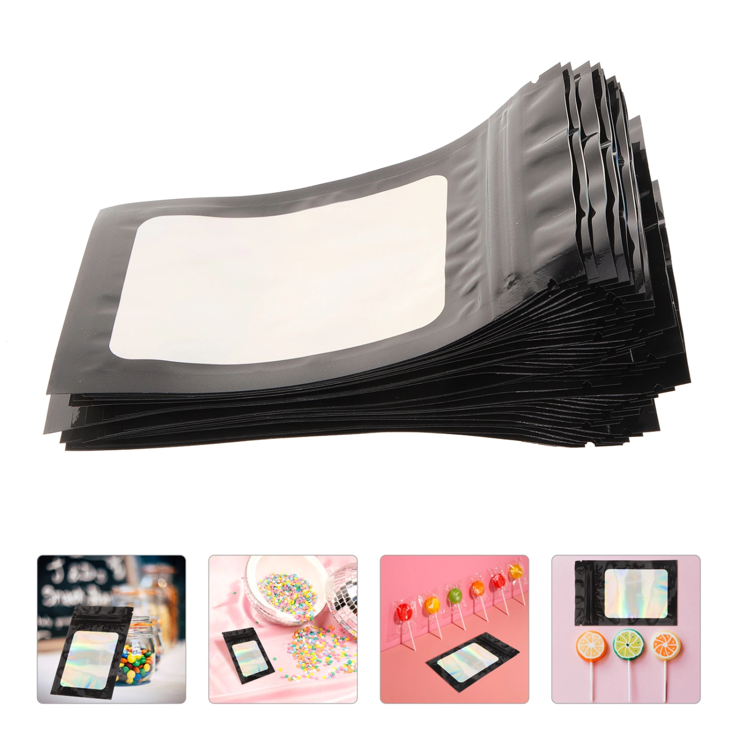 100Pcs Small Business Bag Holographic Smell Proof bags Small Items Packaging Bag for Small Business