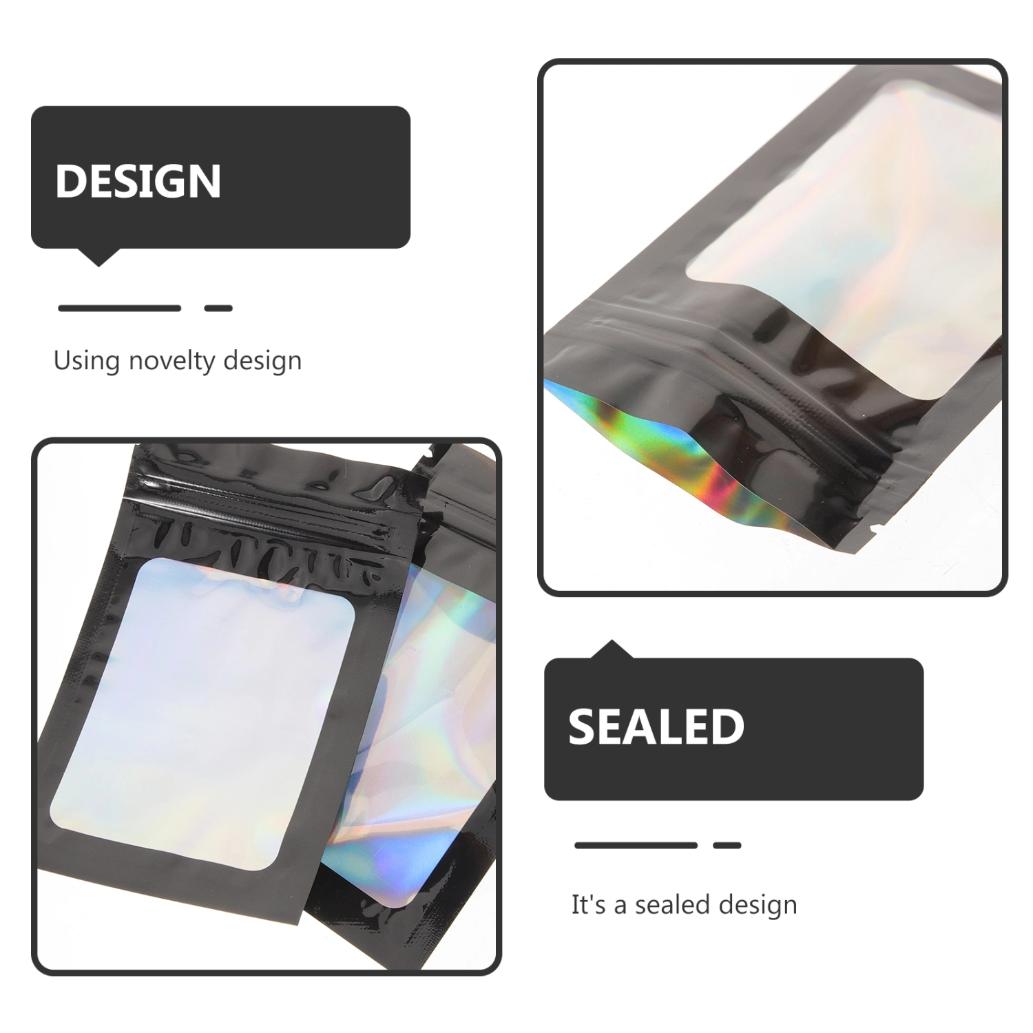 100Pcs Small Business Bag Holographic Smell Proof bags Small Items Packaging Bag for Small Business