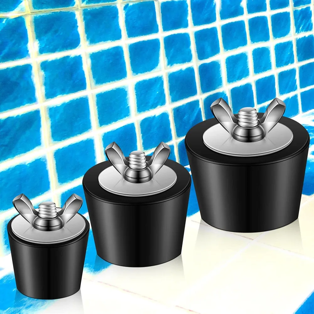 3Pcs Winterizing Pool Plug Pool Rubber Plugs with Stainless Steel Screw Heavy Duty Winter Pool Plugs