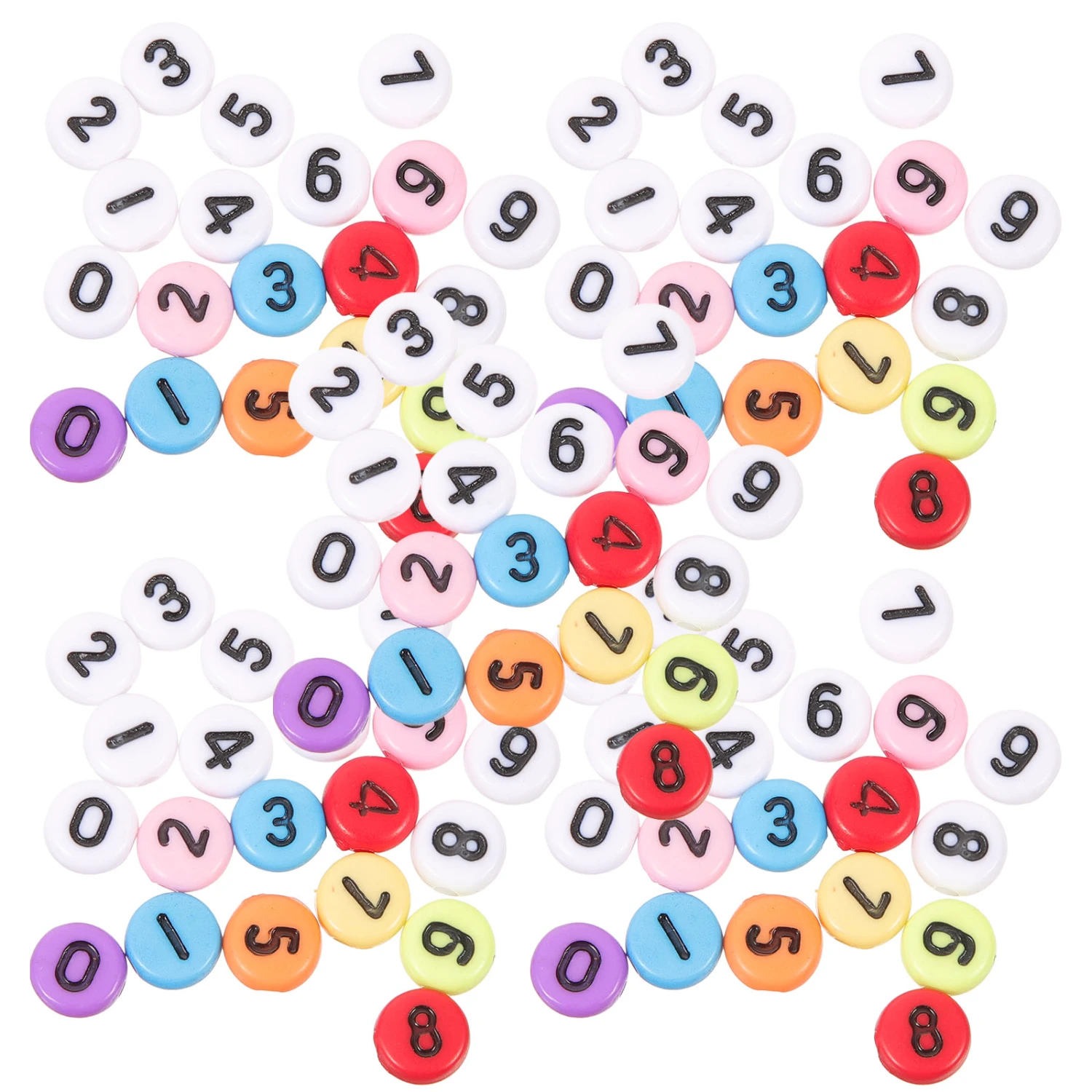 200Pcs Number Beads Acrylic Loose Beads DIY Number Beads Number Loose Beads Bracelet Making Beads