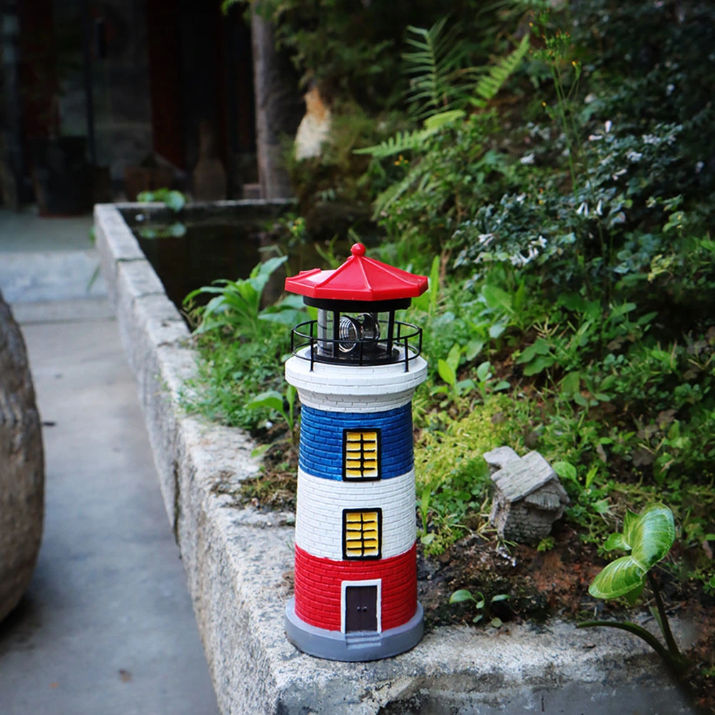 Solar Garden Lighthouse LED Solar Powered Lighthouse Rotating Solar Light Garden Decor
