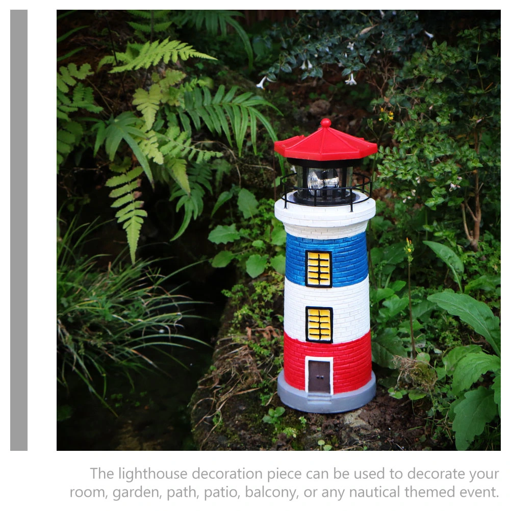 Solar Garden Lighthouse LED Solar Powered Lighthouse Rotating Solar Light Garden Decor