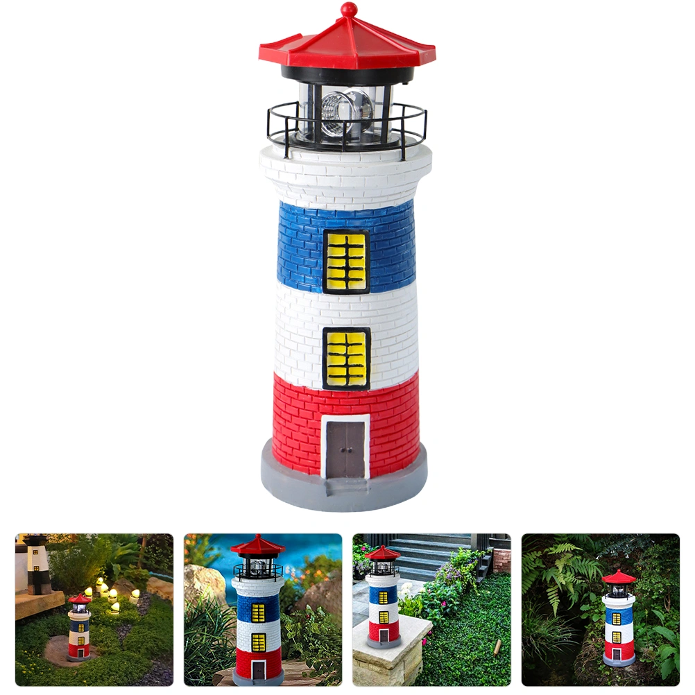 Solar Garden Lighthouse LED Solar Powered Lighthouse Rotating Solar Light Garden Decor
