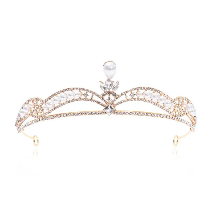 Bridal Crown Headband Wedding Crown Headband Rhinestone Crown Artificial Pearl Crown