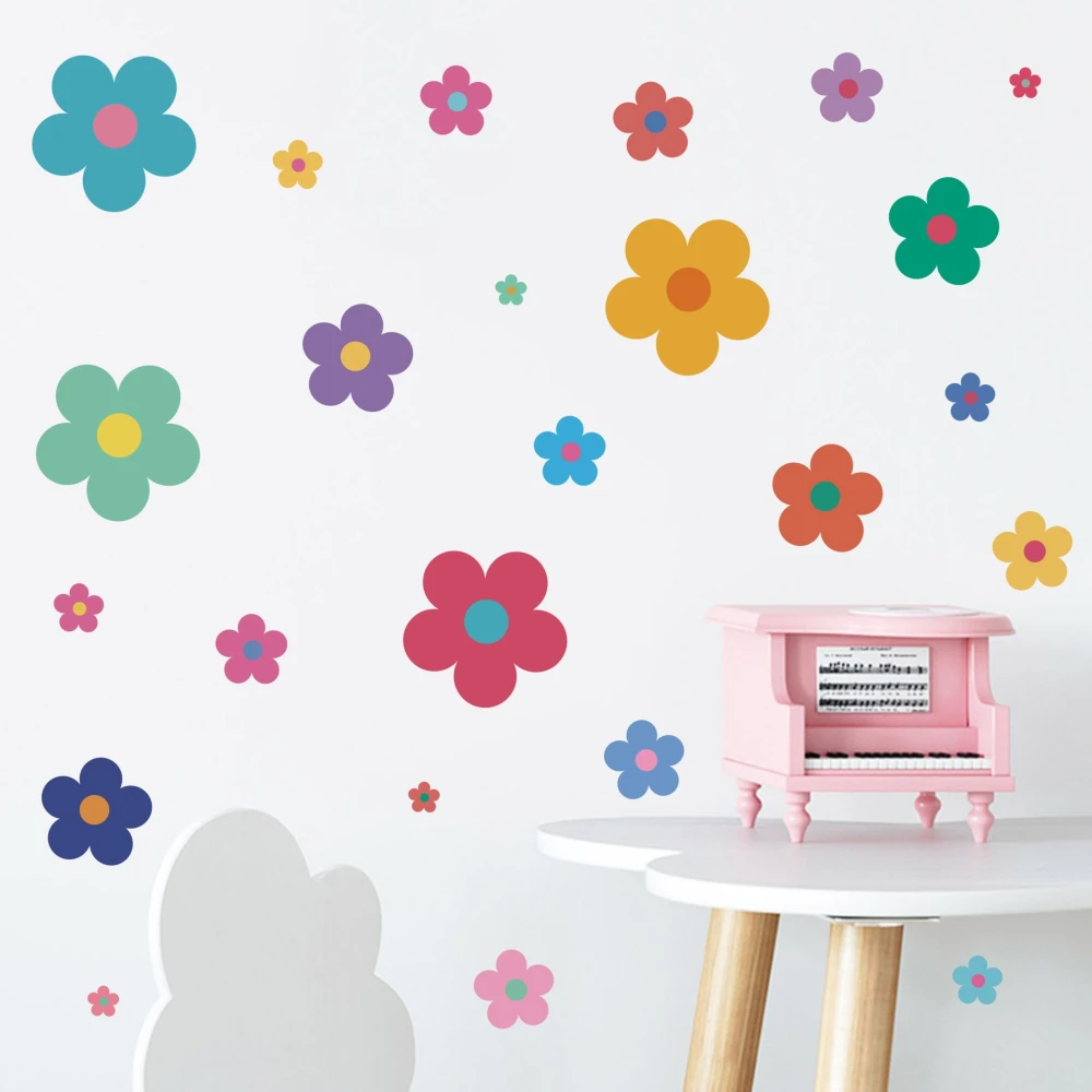 9 sheets of Flowers Wall Stickers Colorful Floral Wall Decals Bedroom Wall Stickers