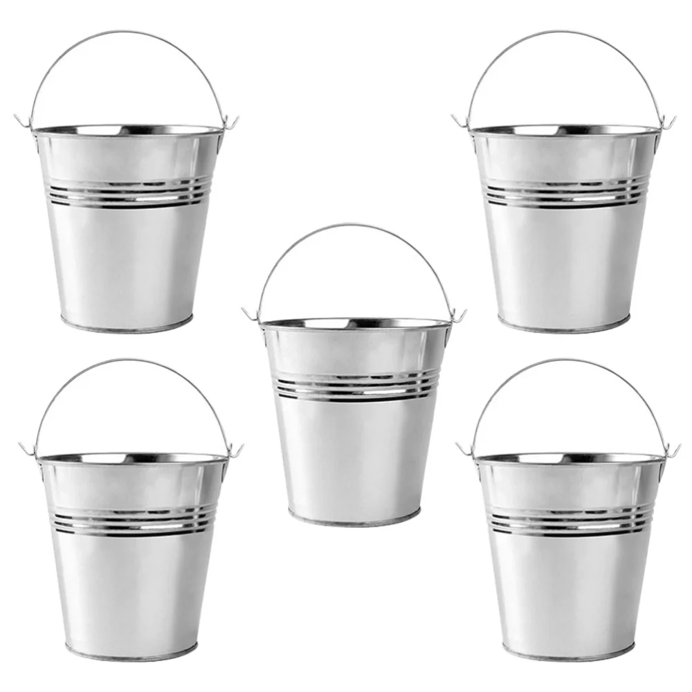 5pcs Ice Storage Bucket Portable French Fries Bucket Snack Storage Bucket with Handle