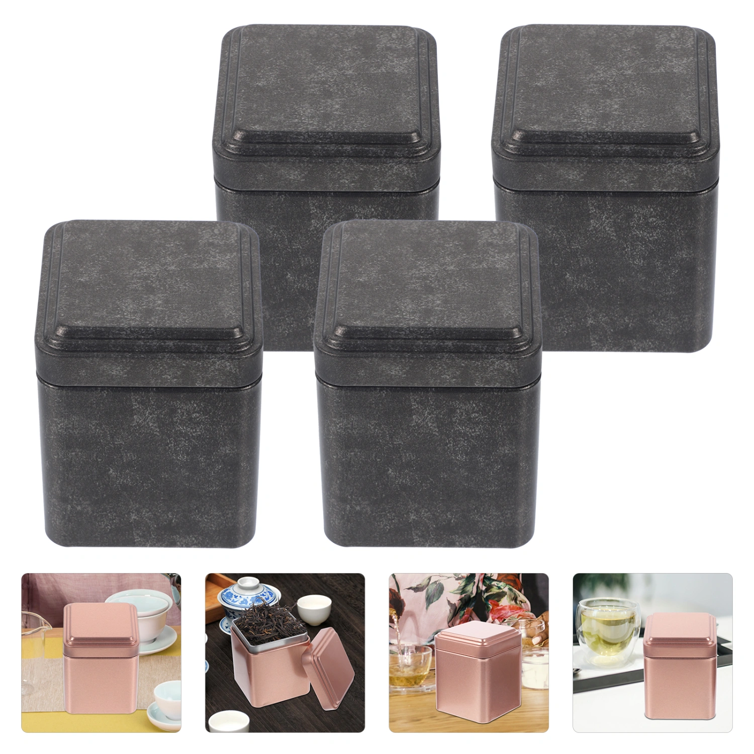4pcs Unique Tea Canister Candy Jar Mini Tea Leaves Storage Jar for Home Office