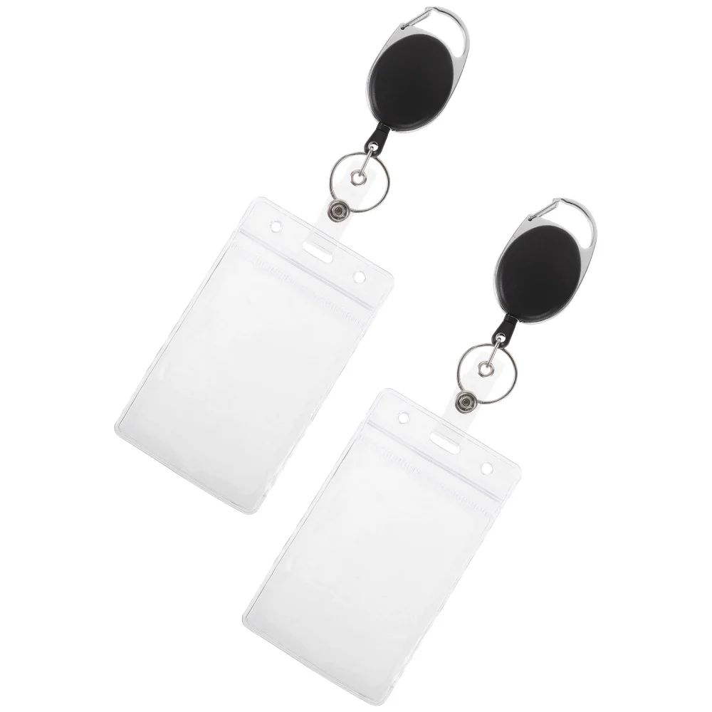 2Pcs Portable Badge Holders Reusable ID Card Holders Retractable Badge Buckles Portable Badges