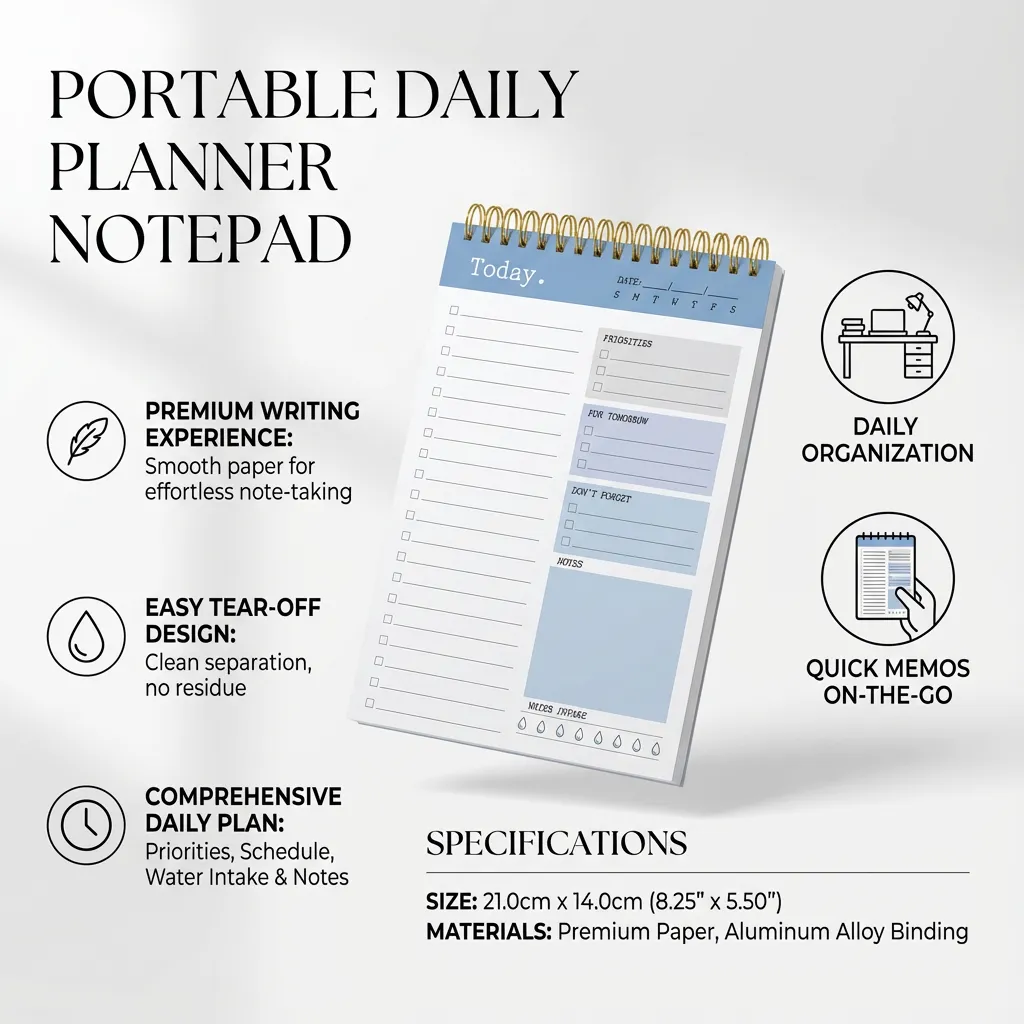 Portable Planner Notepad To Do List Planner Notepad Daily Planner Daily Memo Notepad