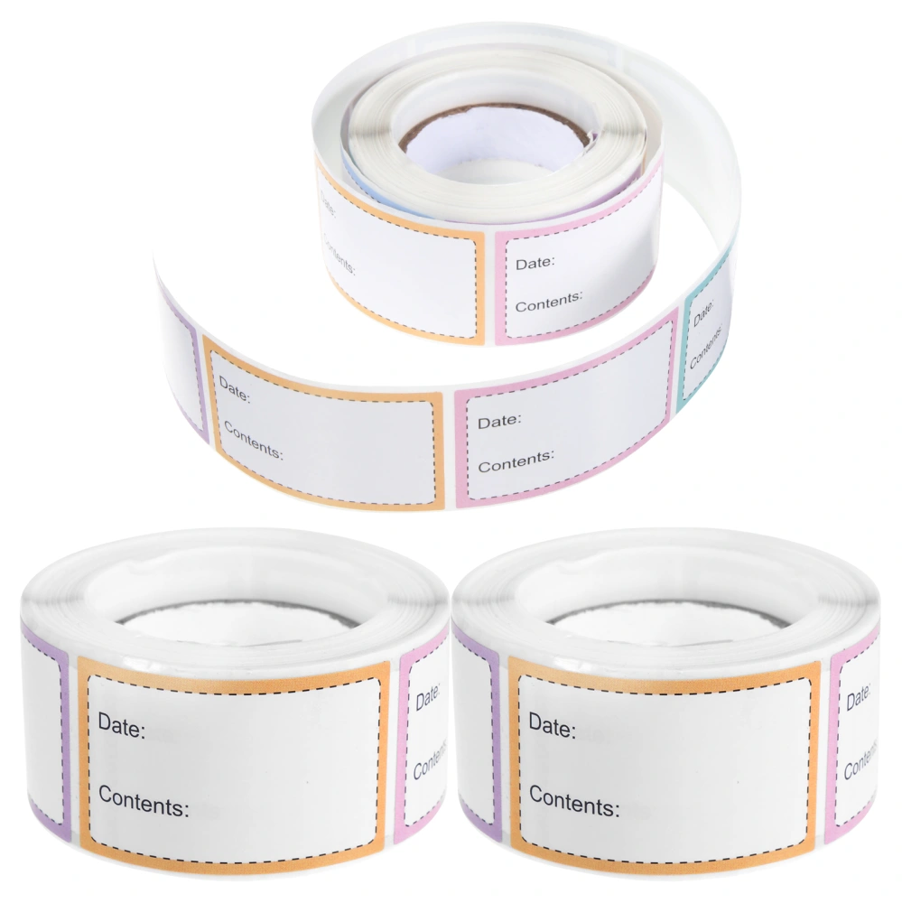 3 Rolls of Food Labels Stickers Food Container Labels Removable Food Labels Adhesive Labels