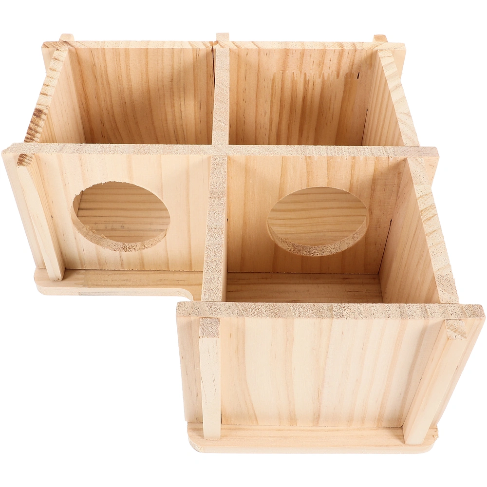 1 Set Hamster House Wooden Hamster Hideout Multi Chamber Wooden Hamster Tunnel