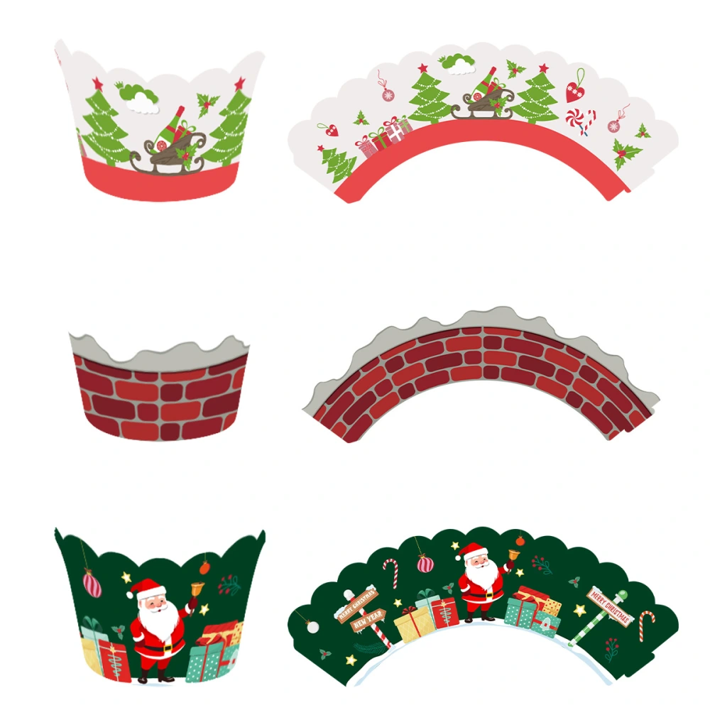 1 Set Christmas Paper Cupcake Wrappers Cupcake Toppers Christmas Party Supplies