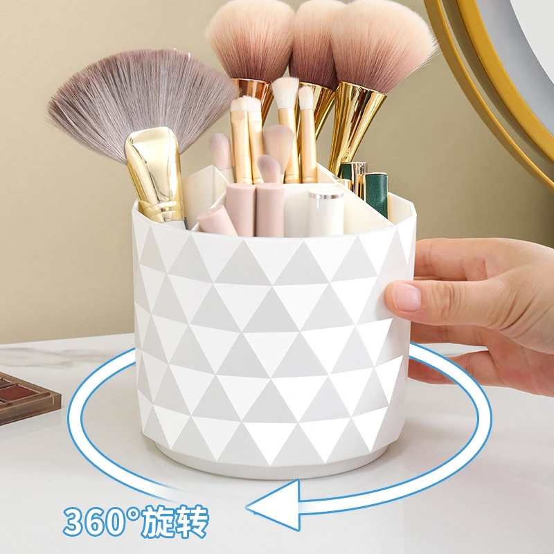 3pcs Desktop Rotary Cosmetics Storage Containers Large Capacity Makeup Brush Holder