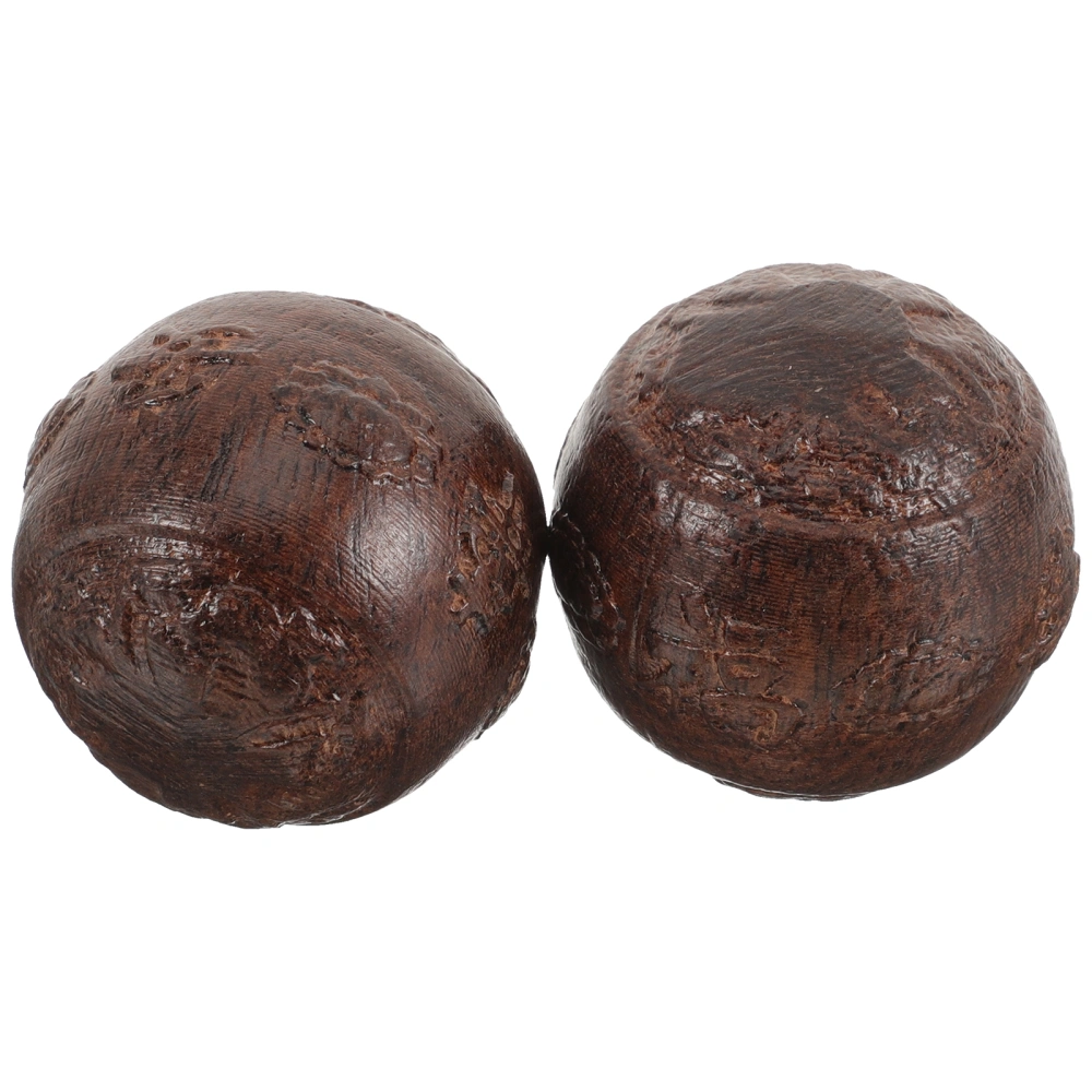 1 Pair Hand Massage Balls Wooden Hand Rolling Balls Hand Exercise Wood Balls Practical Massage Balls