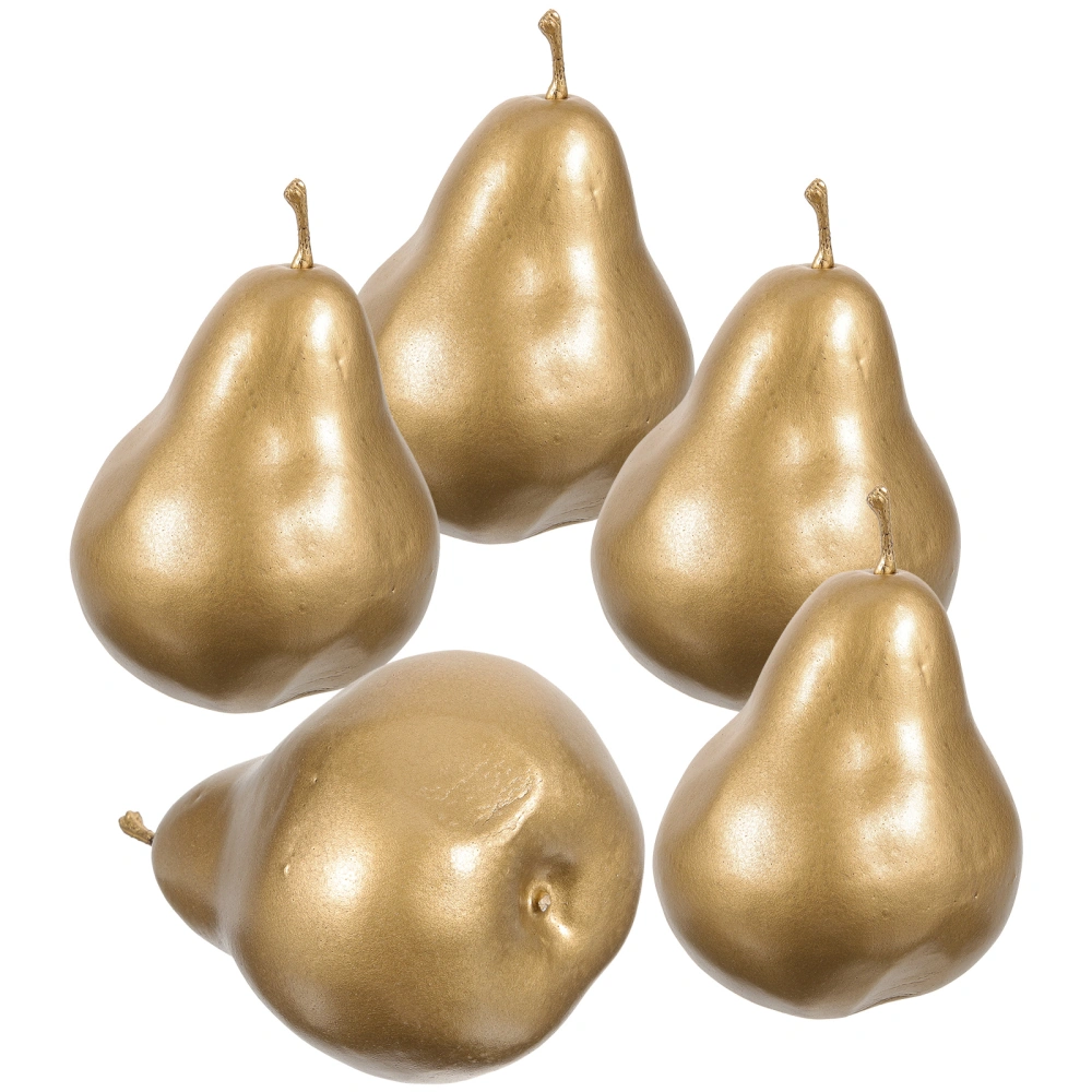 5pcs Artificial Fruit Pear Realistic Fake Fruit Lifelike Pears Simulation Fruit Pear Models