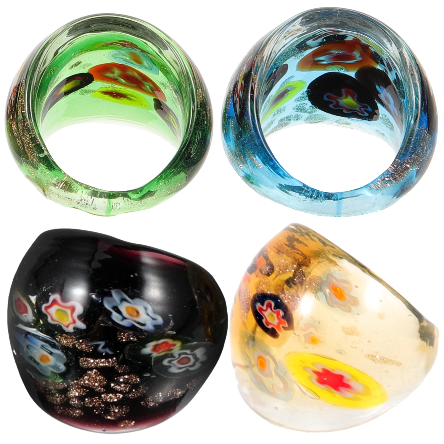 4 pcs Glass Rings Decorative Glass Finger Rings Women Glass Rings Personalized Glass Rings
